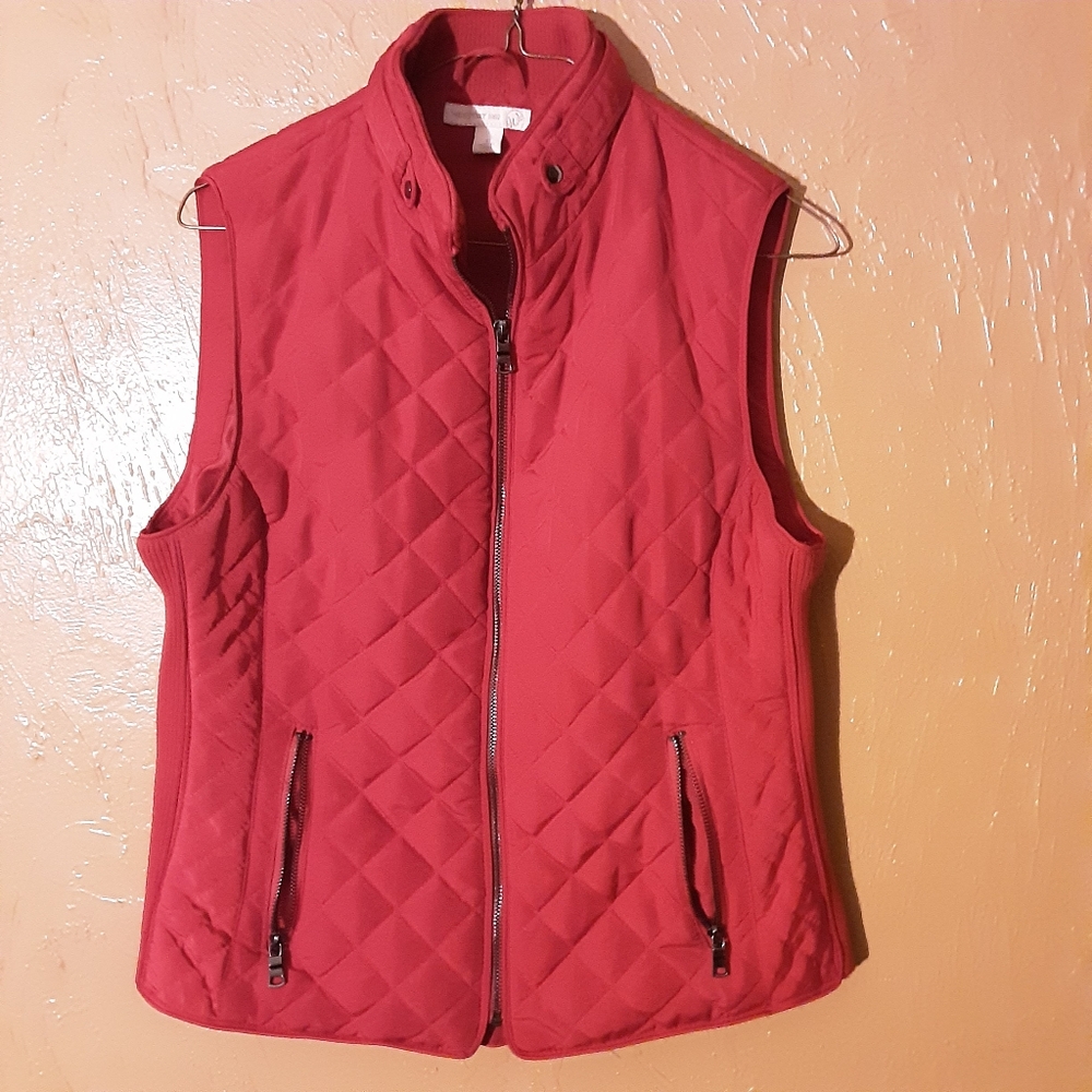 Westport 1962 Womens Red Quilted Vest with Zipper